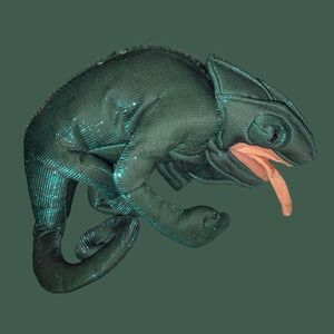 Plush Folktails Folkmanis Chameleon Hand Puppet Green Metallic Lizard Reptile